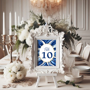 Blue Bliss Organic Floral Table Number