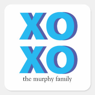Blue Block Lettering XOXO Stickers