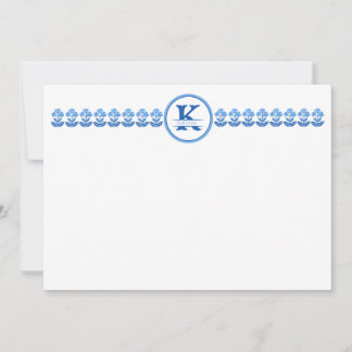 Blue Block Print Daisy Card