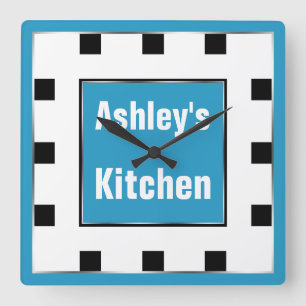 Blue Block Square Personalized Wall Clock
