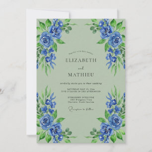 Blue Bloom Botanical Wedding Invitation