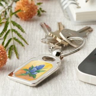 Blue Bloom Keychain – Elegant Watercolor Art