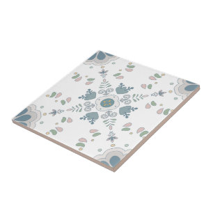 Blue Bloom Mandala Tile