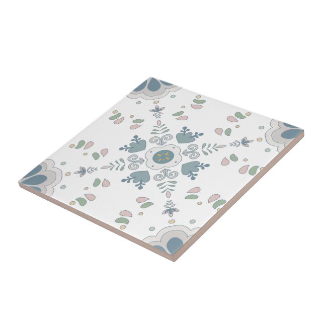 Blue Bloom Mandala Tile (Side)