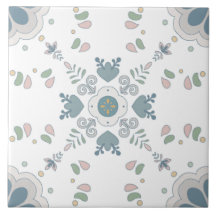 Blue Bloom Mandala Tile