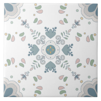 Blue Bloom Mandala Tile