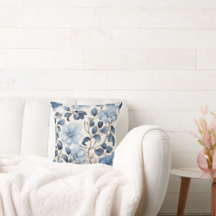 Blue Bloom Reverie – Floral Duvet Cove Accent Throw Pillow