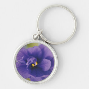 Blue Blooming Flower of Violet Saintpaulia Zoomed Keychain
