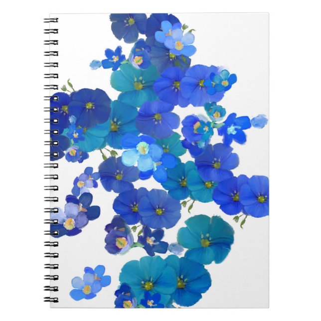 Blue Blooms on Paper Notebook (Front)