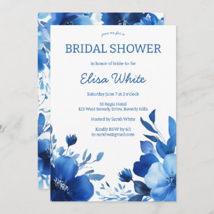 Blue Blooms Watercolor Bridal Shower CUSTOM  Invitation