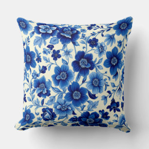 blue blossom cascade pillow
