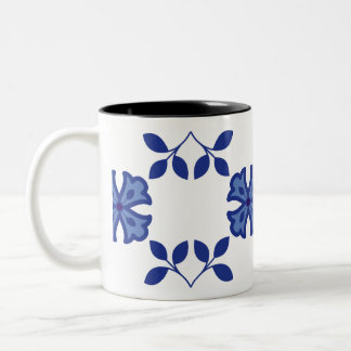 Blue Blossom Elegance  Two-Tone Coffee Mug