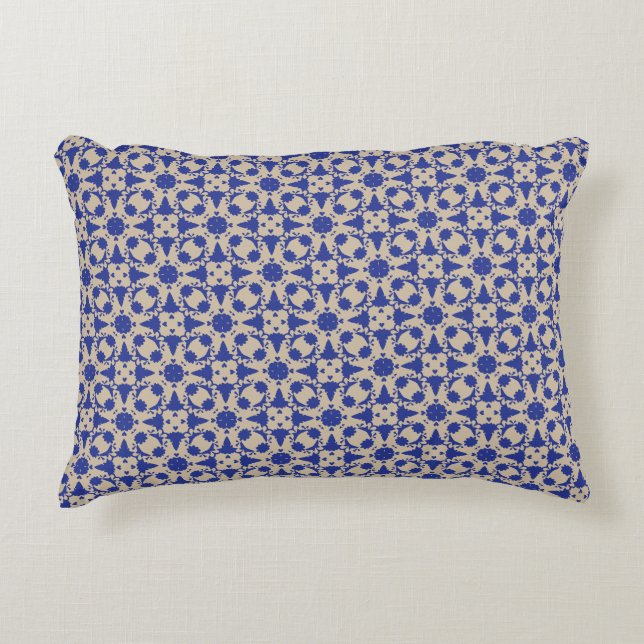 Blue Blossom Geometric Accent Pillow (Front)