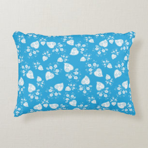 Blue blossom heart with flowers pattern accent pillow