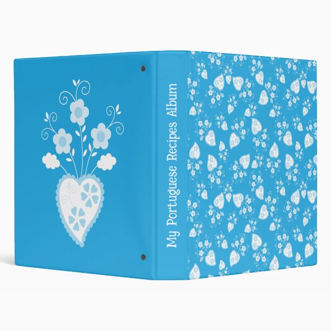 Blue blossom heart with flowers pattern binder (Background)