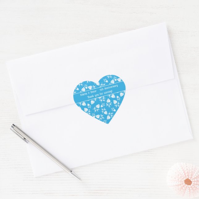 Blue blossom heart with flowers pattern sticker (Envelope)