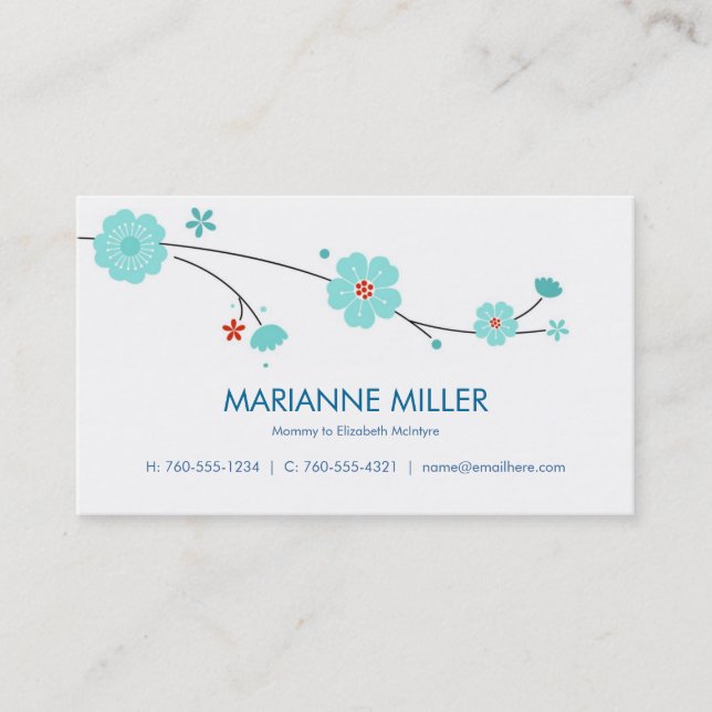 Blue Blossoms Calling Cards / (Front)