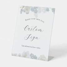 Blue Blossoms Custom Text Sign