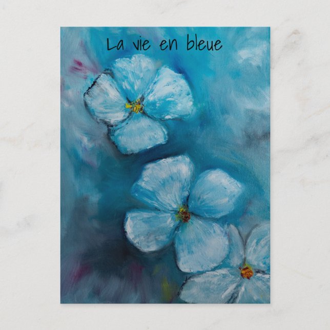 Blue blossoms "la vie en bleue" postcard (Front)