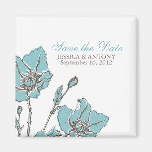 Blue Blossoms Wedding Magnets