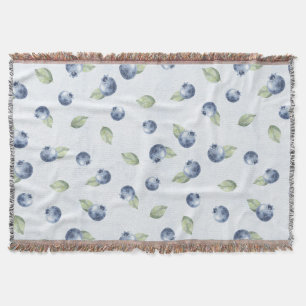 Blue Blueberries Fruit Throw Blanket