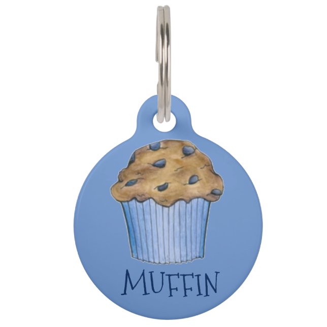 Blue Blueberry Baked Goods Muffin Personalized Pet Tag (Front)