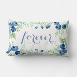 Blue Blueberry  Midsummer Rustic Wedding Forever Lumbar Pillow