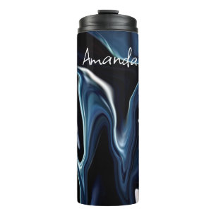 Blue blurred pattern  thermal tumbler