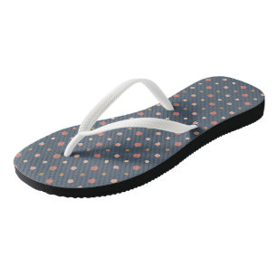 Blue, blush and gold dots flip flops