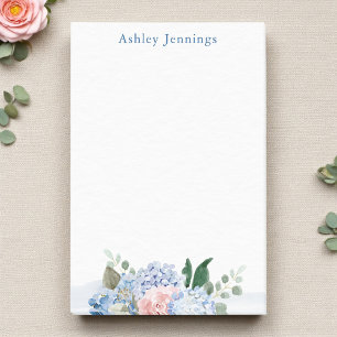 Blue & Blush Floral Personalized Post-it Notes