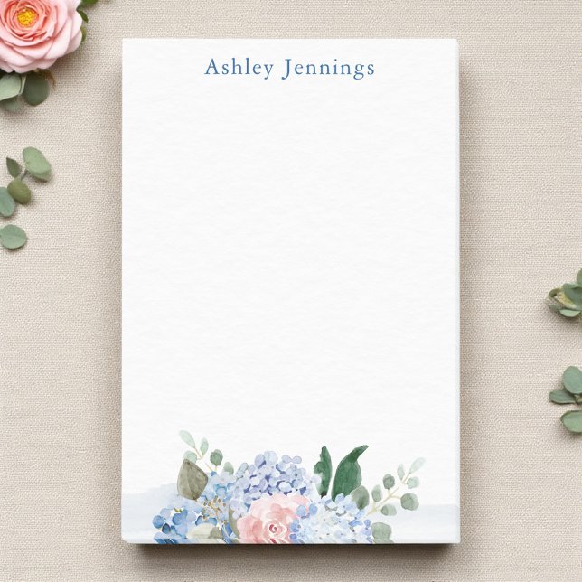 Blue & Blush Floral Personalized Post-it Notes (Creator Uploaded)