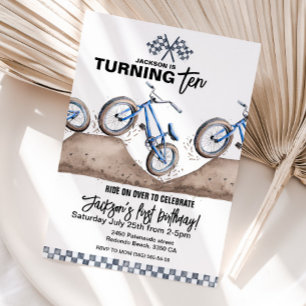 Blue BMX course vélo d'anniversaire invitation gar