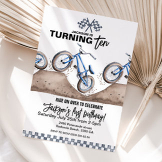 Blue BMX course vélo d'anniversaire invitation gar