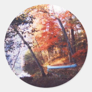 Blue Boat Classic Round Sticker