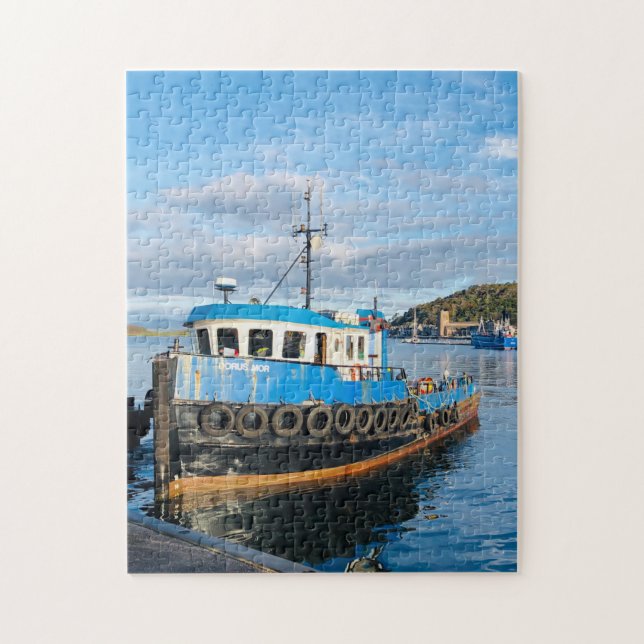 Blue Boat in Oban Harbour Jigsaw Puzzle (Vertical)
