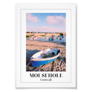Blue Boat, Mousehole Harbor, Cornwall Photo Print