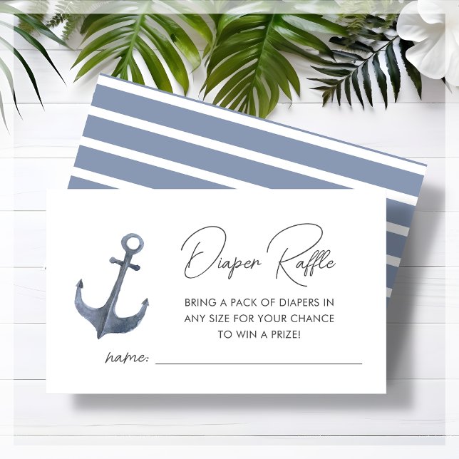 Blue Boat-Themed Baby Shower Diaper Raffle Enclosure Card (Creator Uploaded)
