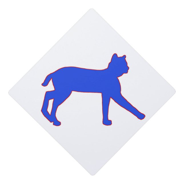 Blue Bobcat with Red Frame cap topper (Front)