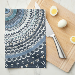 Blue Bohemian Boho Mandala Kitchen Towel