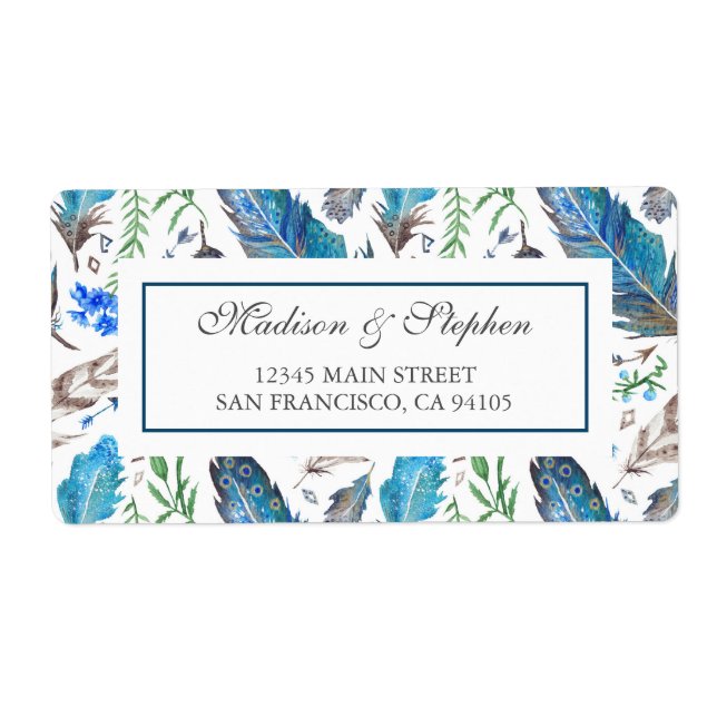 Blue Boho Aztec Watercolor -  Wedding (Front)