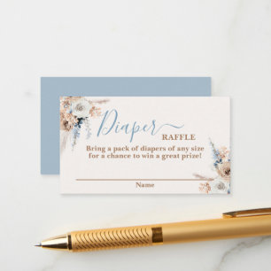 Blue boho Baby Baby Shower Boy Raffle Card