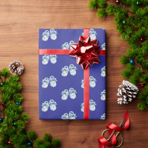 Blue Boho Baby Booties Wrapping Paper