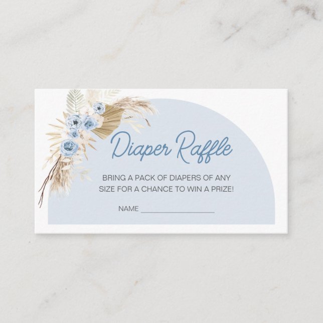 Blue Boho Bearly Wait Baby Shower Diaper Raffle Enclosure Card (Front)
