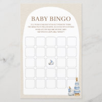 Blue Boho Blocks And Toys Baby Shower Bingo Game