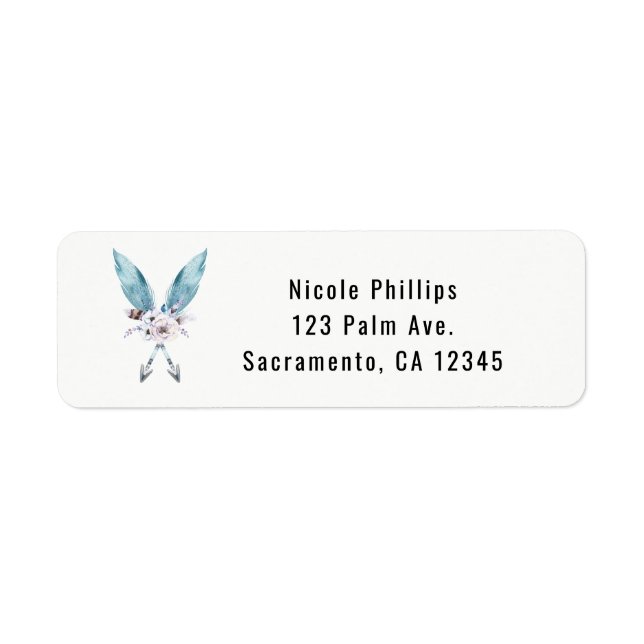 Blue Boho Bohemian Arrows Feather Floral Party (Front)