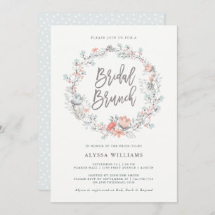 Blue Boho Botanical Bridal Brunch Invitation