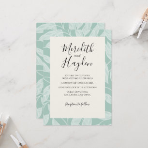 Blue Boho Botanical wedding Invitation