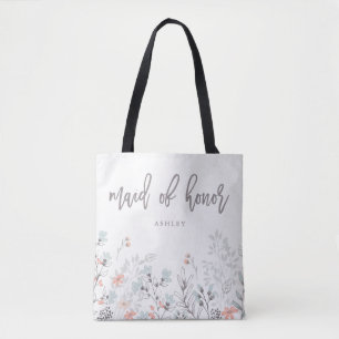Blue Boho Botanical Wedding   Maid of Honour Tote Bag
