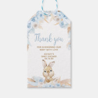 Blue Boho Bunny Baby Shower Favour Tags