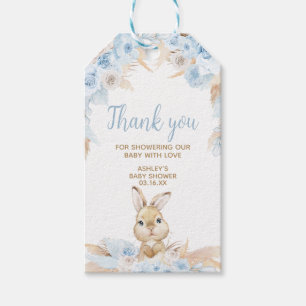 Blue Boho Bunny Baby Shower Favour Tags